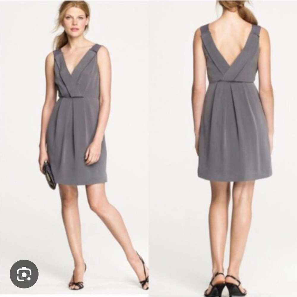 J.Crew Aveline Dress Women Size 8 Washed Silk Crepe Gray